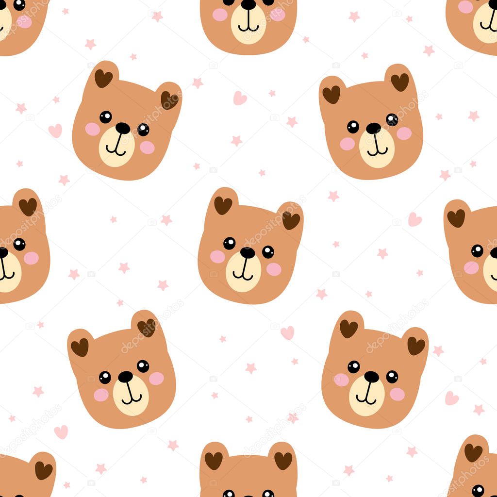 Cartoon cute bear seamless pattern
