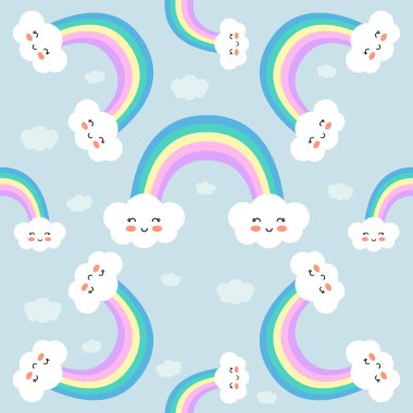 Çizgi film sevimli gökkuşağı seamless modeli