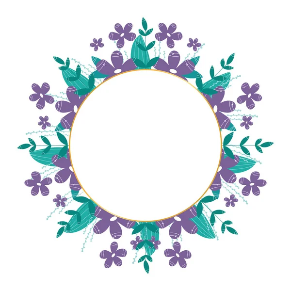 Spring Wreath Different Flowers Plants Place Text Vector Illustration Ready — Stock Vector