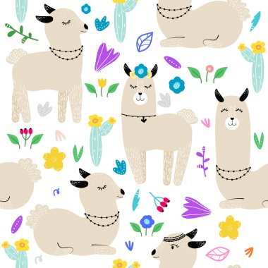 Lamas vektör ile Seamless modeli.