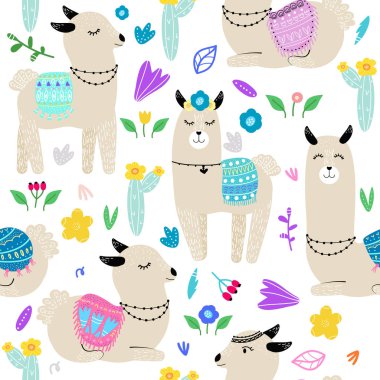 Lamas vektör ile Seamless modeli.