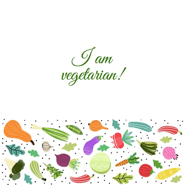 Suis Végétarien Légumes Frais Biologiques Concept Saine Alimentation Mode Vie — Image vectorielle