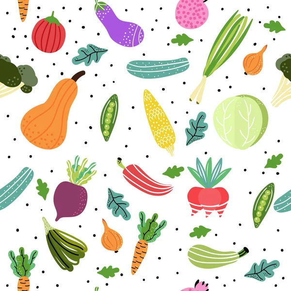 야채와 패턴입니다 손으로 스타일입니다 식습관과 라이프 스타일의 개념입니다 일러스트 — 스톡 벡터
