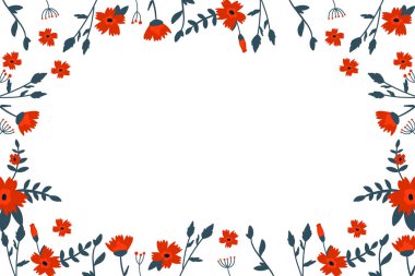 Çiçek el çekilmiş çiçek çerçevede düzenlenmiştir. Sping illüstrasyon.