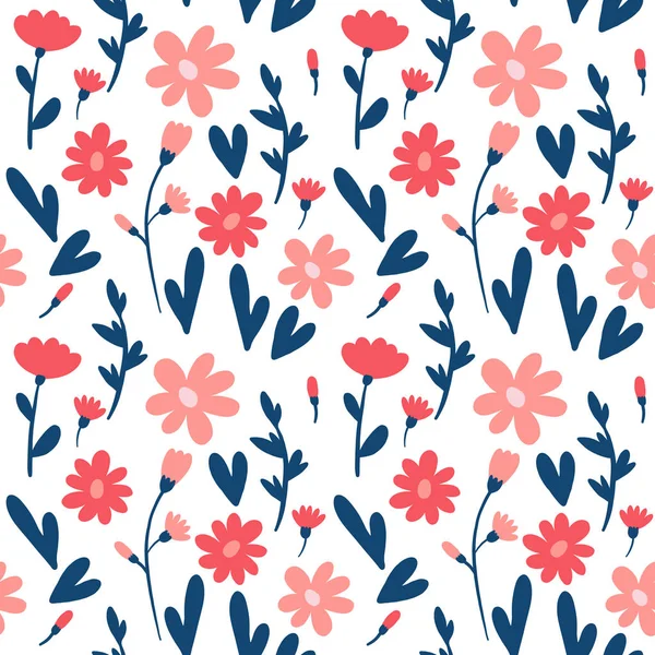 Floral Dessin Main Motif Couleur Sans Couture Texture Dessin Animé — Image vectorielle