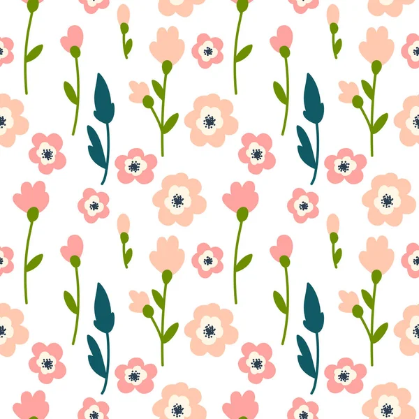 Fleurs Printemps Motif Sans Couture Illustration Vectorielle — Image vectorielle