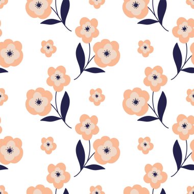 Çiçekler ve yapraklar seamless modeli. Bahar doku kağıt, ambalaj için ambalaj.