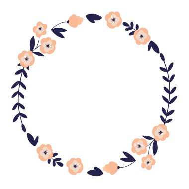Çiçek bahar çelenk, vektör çizim.