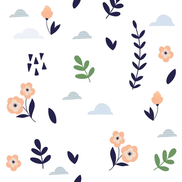 Квіти Листя Безшовні Візерунки Весняна Текстура Обгорткового Паперу Упаковки — стоковий вектор