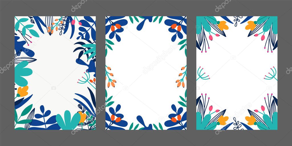 Banners with floral elements, leaves for your design. Ideal for posters, flyers, booklets. 