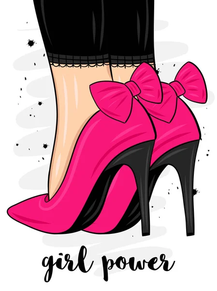 Vector Chica Sexy Con Tacones Altos Elegantes Ilustración Moda Moda — Vector de stock