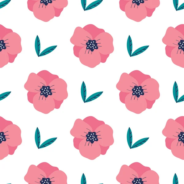 Trendi Virágok Levelek Zökkenőmentes Mintát Design Vázlat Csomagolópapír Virágos Textil — Stock Vector
