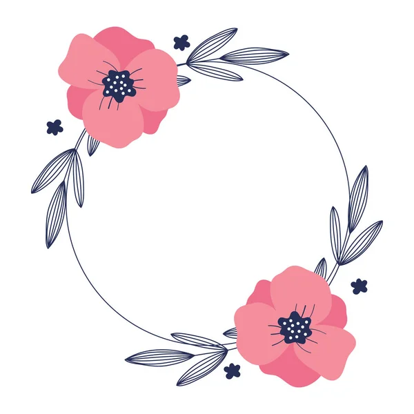 Fleurs Mode Laisse Des Couronnes Place Pour Votre Texte Idéal — Image vectorielle