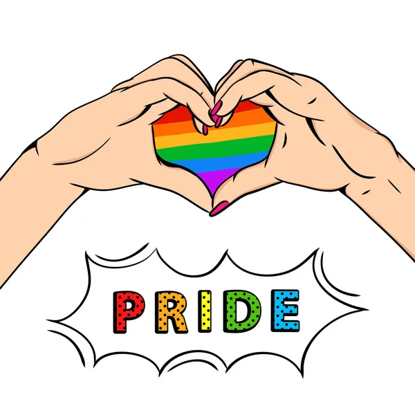 Lgbtq Community Concept Pride Gender Equality Heart Shaped Hands Pop — Stock Vector