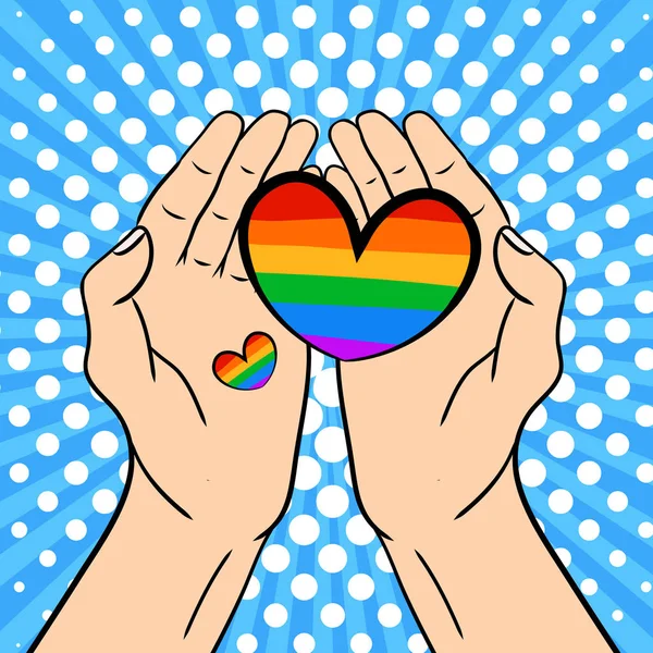 Comunidad Lgbtq Concepto Orgullo Igualdad Género Manos Forma Corazón Ilustración — Vector de stock