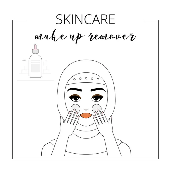 Dávejte Pozor Obličej Skincare Nanášení Odstraňovače Make Upu Vektorové Izolované — Stockový vektor