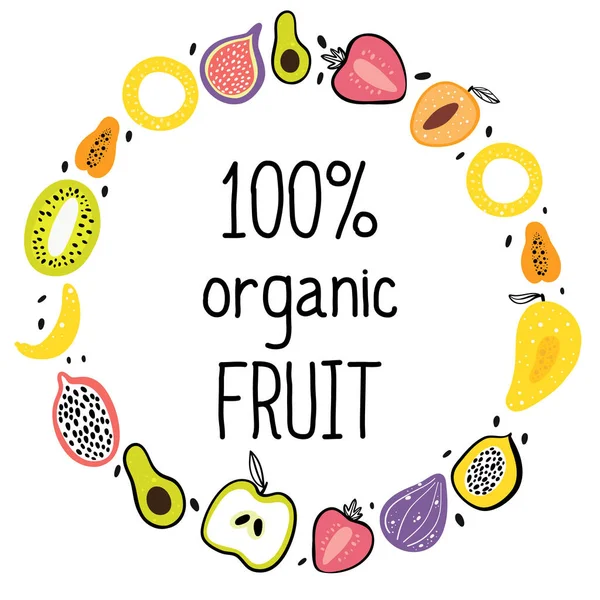 Frukt Platt Handritad Illustration Hälsosam Kost Tecknad Textur Begreppet Ekologisk — Stock vektor