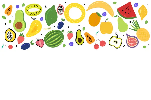 Cadre Vectoriel Coloré Avec Espace Copie Fruits Frais Bio Sur — Image vectorielle