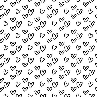 Elle çizilmiş kalpler, modaya uygun modern tarz. Yaratıcı vektör illüstrasyon. Ambalaj kağıdı, tekstil, arka plan dolgusu, kumaş için kroki. 