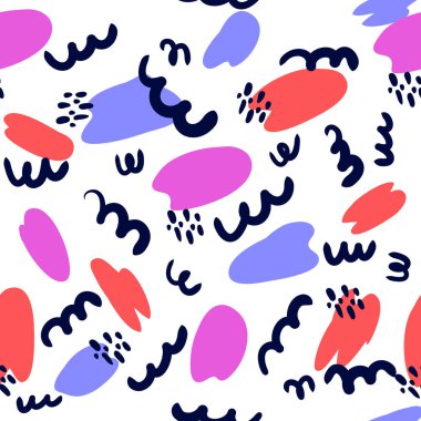 Soyut geometrik şekiller, modaya uygun kolaj stili deseni. Yaratıcı vektör illüstrasyon. Ambalaj kağıdı, tekstil, arka plan dolgusu, kumaş için kroki. 