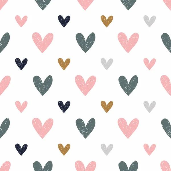 Seamless Pattern Hand Drawn Hearts Childish Texture Fabric Textile Apparel — Stock Vector