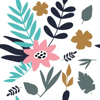 Trendy el çiçek doku çizilmiş. Baskı, doku, kapak tasarımı için desen tasarımı. Izole. Vektör İllüstrasyonu