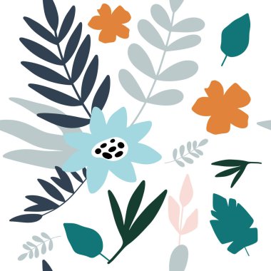 Trendy el çiçek doku çizilmiş. Baskı, doku, kapak tasarımı için desen tasarımı. Izole. Vektör İllüstrasyonu