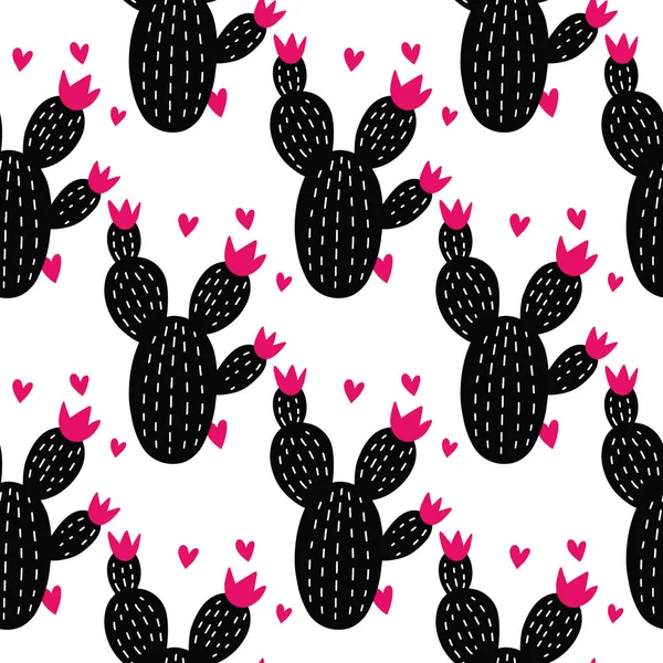 Kids Seamless Pattern Black White Nordic Style Hand Drawn Vector — Stock Vector