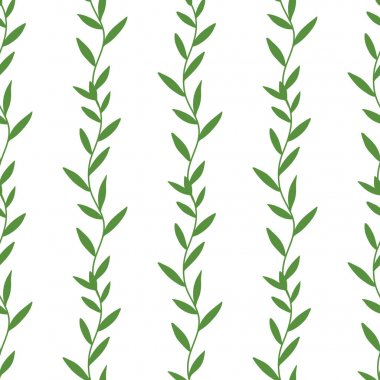 Beyaz bir arka plan üzerinde el çizilmiş çiçekler ve yaprakları ile Dikişsiz desen. Vektör arka plan dolgusu.