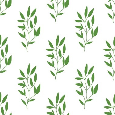 Beyaz bir arka plan üzerinde el çizilmiş çiçekler ve yaprakları ile Dikişsiz desen. Vektör arka plan dolgusu.