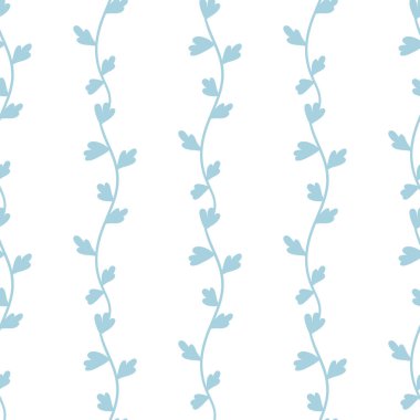 Beyaz bir arka plan üzerinde el çizilmiş çiçekler ve yaprakları ile Dikişsiz desen. Vektör arka plan dolgusu.