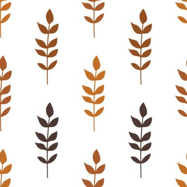 Beyaz bir arka plan üzerinde el çizilmiş çiçekler ve yaprakları ile Dikişsiz desen. Vektör arka plan dolgusu.