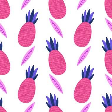 Ananas ile yaz sorunsuz desen. Ambalaj kağıdı, tekstil için vektör tasarımı. 