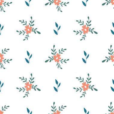 Beyaz bir arka plan üzerinde elle çizilmiş çiçekler ile dikişsiz desen. Ambalaj kağıdı, tekstil için vektör tasarımı. 