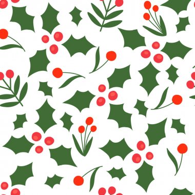 Beyaz bir arka plan üzerinde soyut Noel çiçek ile Dikişsiz desen. Ambalaj kağıdı, tekstil için vektör tasarımı. 