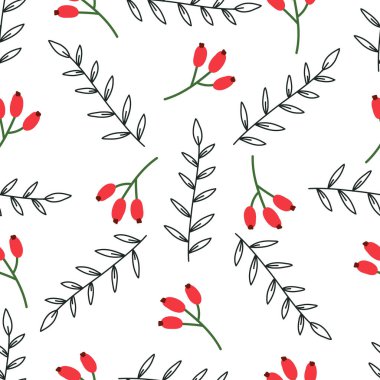 Beyaz bir arka plan üzerinde soyut Noel çiçek ile Dikişsiz desen. Ambalaj kağıdı, tekstil için vektör tasarımı. 