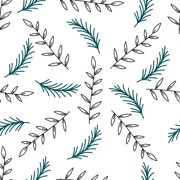 Motif Sans Couture Avec Des Branches Des Feuilles Pin Sur — Image vectorielle