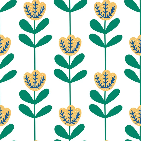 Mönster skandinaviska blommor. Design för omslagspapper, textil, vektor bakgrundsfyllning — Stock vektor