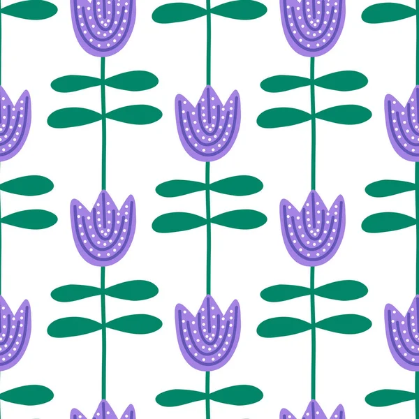 Patroon Scandinavische bloemen. Ontwerp voor inpakpapier, textiel, Vector achtergrondvulling — Stockvector