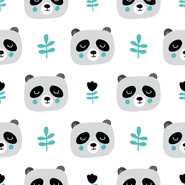 Motif sans couture en pépinière avec panda, style scandinave Design vectoriel pour papier d'emballage, textile . — Image vectorielle