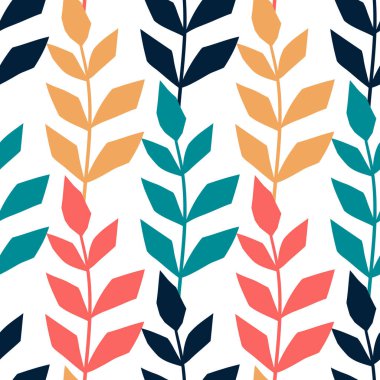 Kusursuz desen bırakır. İskandinav stili, vektör illüstrasyonu. Kumaş, sarma, tekstil, duvar kağıdı, konfeksiyon için tasarım