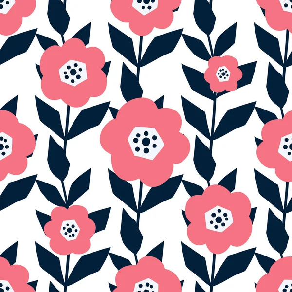 Flores sem costura padrão. Estilo escandinavo, ilustração vetorial. Design para tecido, envoltório, têxtil, papel de parede, vestuário . — Vetor de Stock