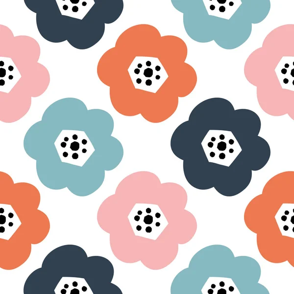 Blumen nahtlose Muster. skandinavischen Stil, Vektorillustration. Design für Stoff, Verpackung, Textil, Tapete, Bekleidung. — Stockvektor