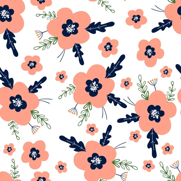 Blumen nahtlose Muster Hintergrund. Design für Stoff, Verpackung, Textil, Tapete, Bekleidung. — Stockvektor