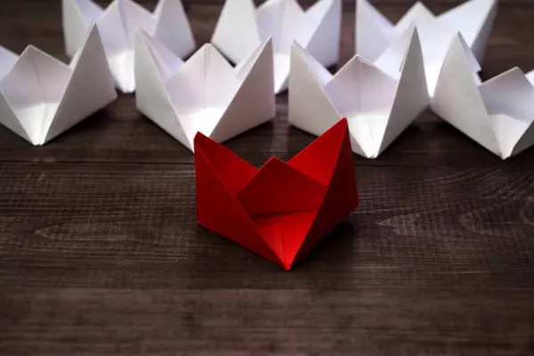 Origami Tekneler Ahşap Tablo — Stok fotoğraf