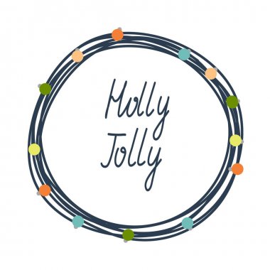 Noel ve Yeni Yıl tebrik. Noel ışıkları. Elle çizilmiş vektör illüstrasyonu.