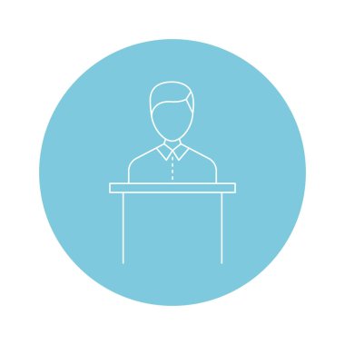 Bir seçim adayının doğrusal illüstrasyonu. Vektör çizgisi simgesi. Uygulamalar ve web için seçim şirketi simgesi.