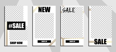 Ticari hikayeler tasarım, EPS 10. Promosyon için düzenlenebilir hikaye kapak tasarımı. Geometrik unsurlar, popüler renkler.