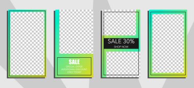 Ticari hikayeler tasarım, EPS 10. Promosyon için düzenlenebilir hikaye kapak tasarımı. Geometrik unsurlar, popüler renkler.