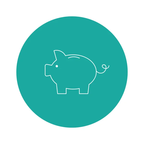 Ilustración lineal de un cerdo salvador. Icono de línea vectorial. Finanzas, ahorro de dinero icono para aplicaciones y web . — Vector de stock